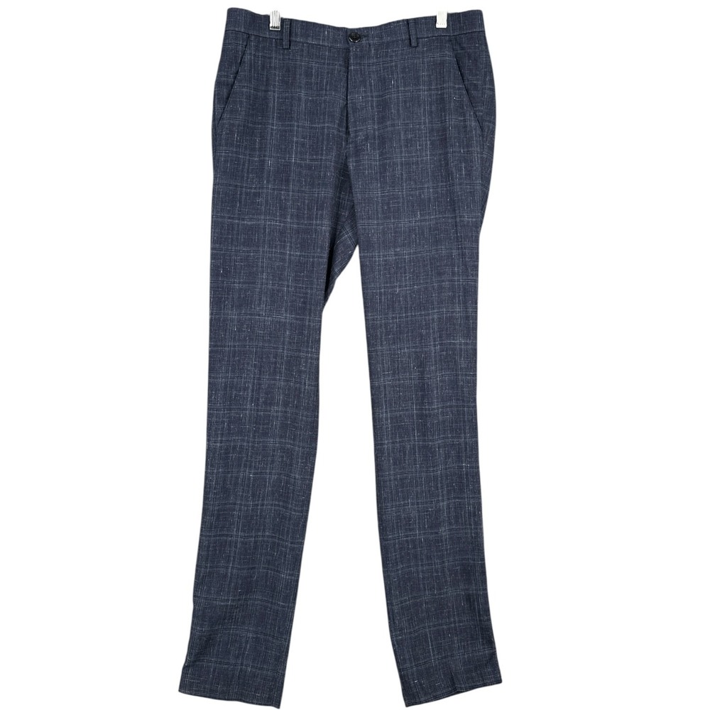 Soft Cloth New Way All Day Dress Pants Plaid Blue Menswear‎ Career